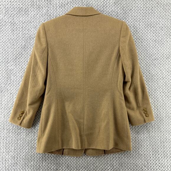 VTG Talbots Coat Women 2P Tan Camel Hair Jacket Blazer Lined Shoulder Pad Pocket - Picture 6 of 13